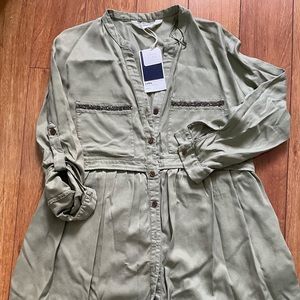 Unused Zara dress| Large | Army green | Button up